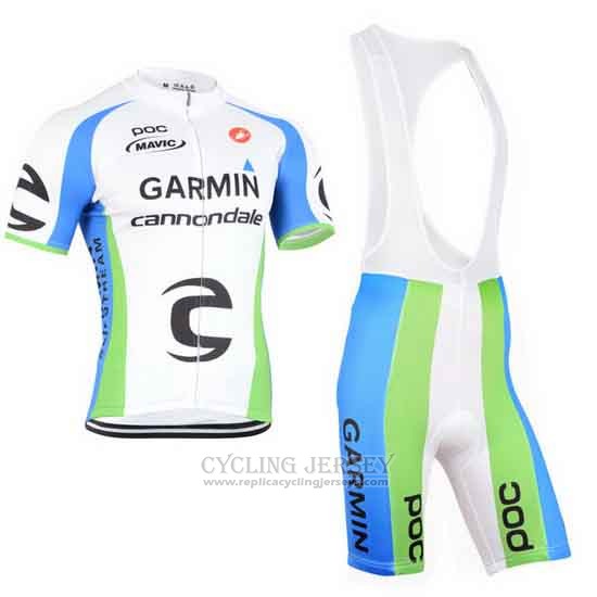2015 Cycling Jersey Cannondale Green and White Short Sleeve and Bib Short